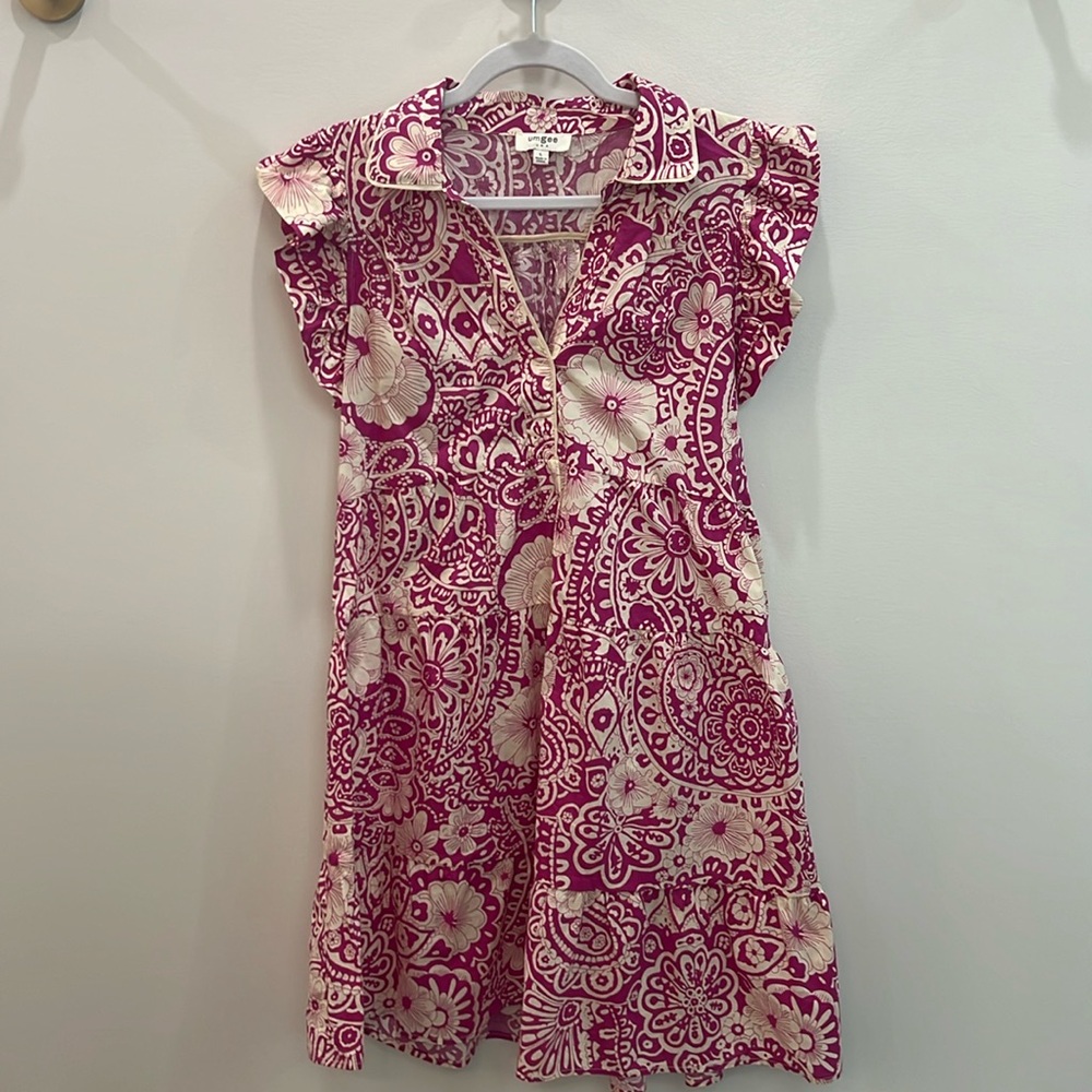 Umgee pink and cream dress, size L